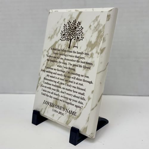 Personalized “A Limb Has Fallen” Sympathy Gift Memorial Plaque – Remembrance Gift for Loss of Loved One – Customizable Bereavement Gift – In Loving Memory Keepsake (Marble finish, 5x7 inch) - size: 5x7 inch