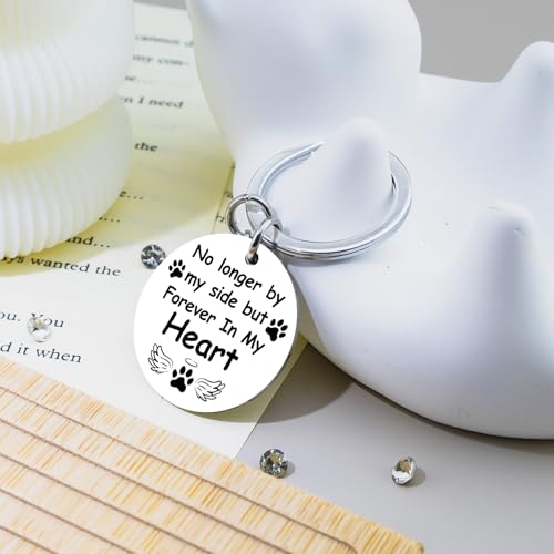 Dog Memorial Gifts for Loss of Dog Keychain Pet Memorial Gifts for Dogs | Pet Loss Sympathy Gift Dogs Passing Away Remembrance Gift - No Longer by My Side Forever in My Heart