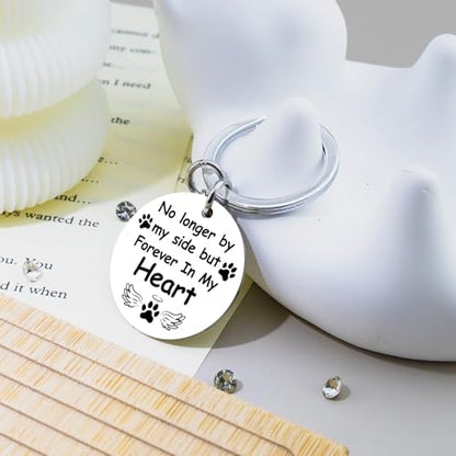 Dog Memorial Gifts for Loss of Dog Keychain Pet Memorial Gifts for Dogs | Pet Loss Sympathy Gift Dogs Passing Away Remembrance Gift - No Longer by My Side Forever in My Heart