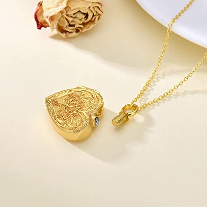 SOULMEET Cremation Jewelry for Ashes, Sterling Silver Urn Necklace for Ashes Women Men, Cherish Memories Cremation Jewelry to Keep Someone Near to You - color: M1-Gold tree