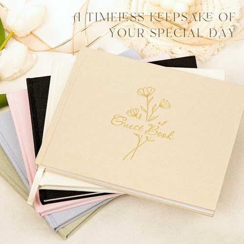 Lanpn Wedding Guest Book with 108 Blank Pages - Elegant Linen Hardcover Guestbook Wedding Reception for Sign in and Photos - Guest Book for Wedding Bridal Shower Baby Shower Party (Pink) - color: Pink