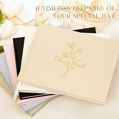 Lanpn Wedding Guest Book with 108 Blank Pages - Elegant Linen Hardcover Guestbook Wedding Reception for Sign in and Photos - Guest Book for Wedding Bridal Shower Baby Shower Party (Pink) - color: Pink