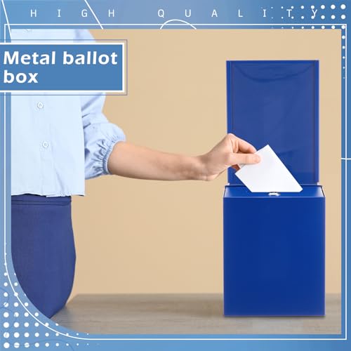 Metal Donation Box for Fundraising,Basic,Blue - color: Blue, style: Basic