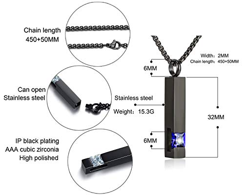 YOUFENG Urn Necklaces for Ashes Birthstone Cube Urns for Human Ashes Memorial Cremation Urn Locket Keepsake Ashes Jewelry - style: September