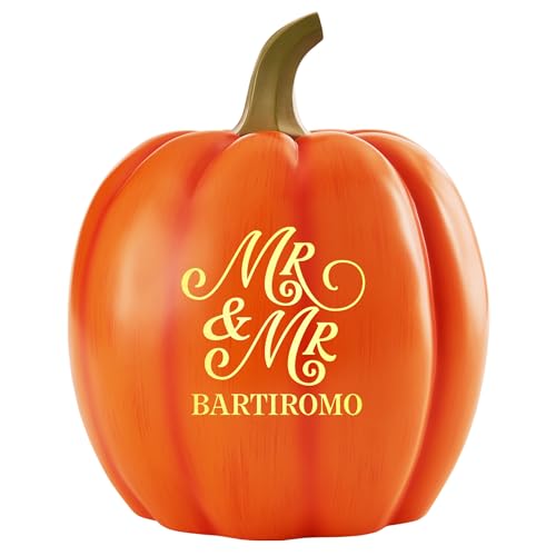 Let's Make Memories Personalized Light Up Pumpkin Decor - Celebrate Love - Fall Wedding Centerpiece - Laser-Engraved Resin with Names - Same Sex Happy Couple - Mr & Mr - Orange - X-Large - color: Mr & Mr - Happy Couple - Orange, size: X-Large