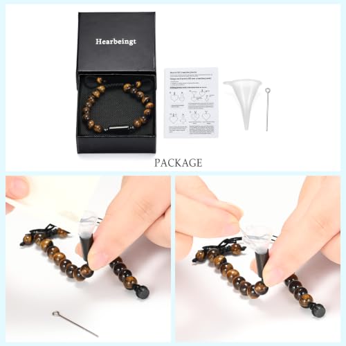 Hearbeingt Cremation Jewelry Urn Bracelet for Ashes Braided Rope Beads - color: Tiger Eye-Always in my heart