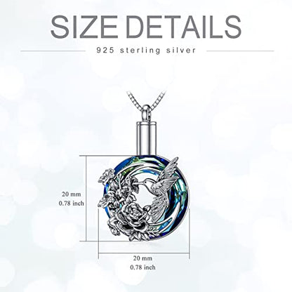 PELOVNY Urn Necklaces for Ashes of Loved Ones 925 Sterling Silver Personalized Heart Locket Urn Necklace Cremation Keepsake Memorial Jewelry Gifts for Women Men - color: Hummingbird Urn-1