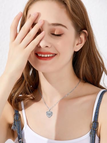 Midari Personalized Heart Locket Necklace That Hold 2 Pictures 925 Sterling Silver Oxidized Photo Necklace Memory Custom Photo Lockets Necklaces Jewelry Gifts for Family Women Lover Mom Dad - color: Father, style: Locket Only
