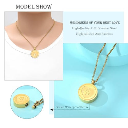 Hearbeingt Tree of Life Cremation Jewelry Paw Print Urn Necklace for Ashes - color: B-Customize Text