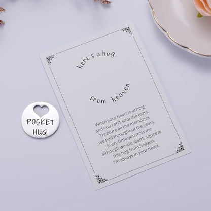 Ralukiia Pocket Hug from Heaven, Metal Engraved Token, Memorial Gift for Loss of Mom Dad Son Daughter Husband Wife Grandpa Grandma Brother Sister, Sympathy Condolence Gifts, Silver - color: silver