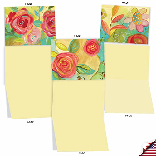 The Best Card Company - 10 Assorted Flower Cards Blank for Women (4 x 5.12 Inch) - All Occasion Floral Greetings Boxed - Summer Flowers M3741OCB-B1x10 - style: Summer Flowers