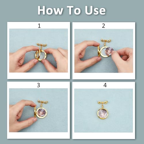 SUPERFINDINGS 2Pcs Wedding Bouquet Photo Charm Bouquet Photo Locket Charms Brass Bridal Brooches Silver Gold Bow Tie Wedding Memorial Brooches Pins Round Glass Photo Frame Pin Brooch for Bridal