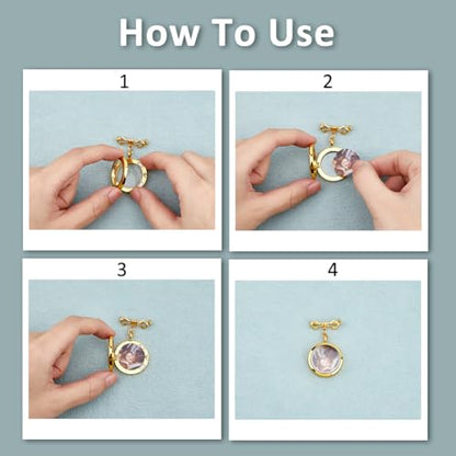 SUPERFINDINGS 2Pcs Wedding Bouquet Photo Charm Bouquet Photo Locket Charms Brass Bridal Brooches Silver Gold Bow Tie Wedding Memorial Brooches Pins Round Glass Photo Frame Pin Brooch for Bridal