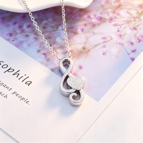 Music Note Urn Ashes Pendant Rhinestones Memorial Keepsake Jewelry Ash Keepsake Holder Memorial Jewelry for Women - color: Customize