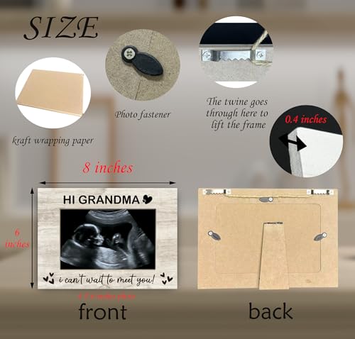 Grandma, I Can't Wait to Meet You Baby Sonogram Picture Frame, Baby Ultrasound Photo Frame Gifts for New Grandma, Gifts from Grandkids, 4x6 inch Photo - style: Grandma, I Can't Wait to Meet You