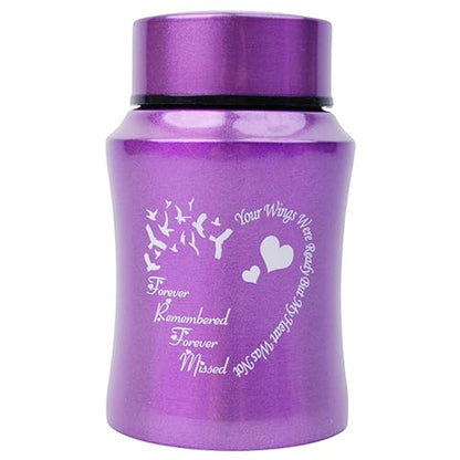 Stainless Steel Mini Heart Pattern Memorial Urn - 4.5 Inches Small Keepsake Container for Human Ashes - size: Heart-Purple