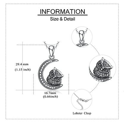YAFEINI Animal Urn Necklaces for Ashes S925 Sterling Silver Owl/Sloth Keepsake Cremation Jewelry Memorial Gifts for Women Mom Wife - style: Owl