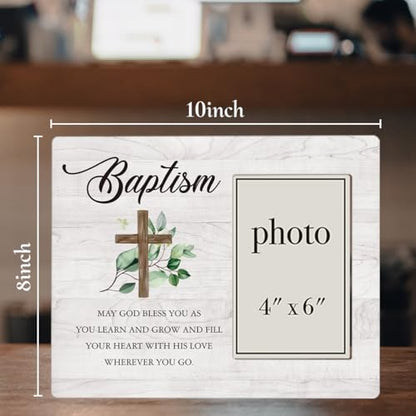 Baptism Picture Frame, Christening Gifts for Boys Girls | Baptism Gifts for Boys Girls, Catholic Baby Gift Wood Photo Frame, 4 x 6 Inch Photo - color: Baptism
