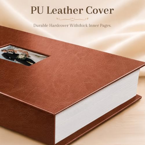 Ruibytree 128 Pockets Instant Mini Photo Album for 2x3 Pictures, Brown | Writing Space, Premium Vegan Leather, Flat-Fit Clear Pocket, Wedding Guest Book for Polaroid 2x3 Photos, Graduation Keepsakes - color: 128 Pocket Brown