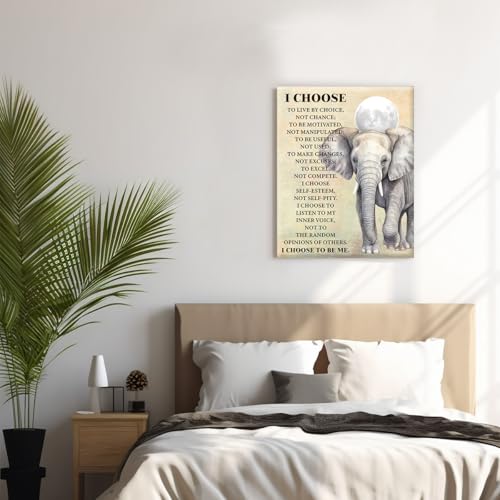 Inspirational Elephant Canvas Wall Art Motivational Quote Poster Wall Decor - color: Elephant