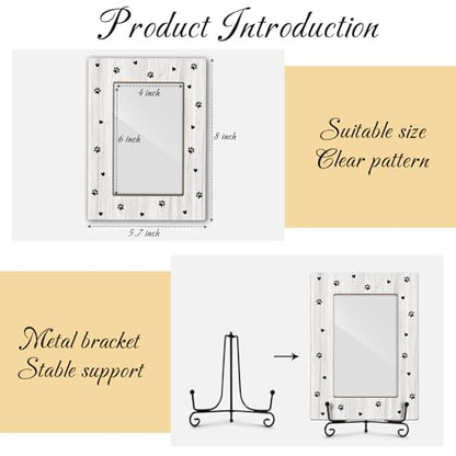 Utaqer Cat Picture Frame, Kitten Paws, Picture Gifts For Women Wife Friend, Wooden Picture Frame For Holiday Birthday Thanksgiving, 4X6 Photo Frame With Stand -25 - style: Paw prints