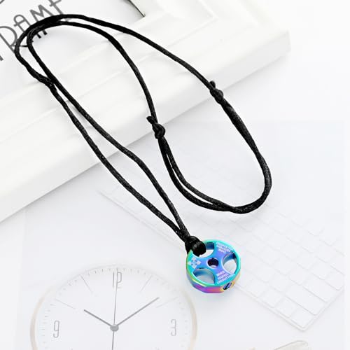 XSMZB Fitness Dumbbell Cremation Jewelry for Human Pet Stainless Steel Weight Plate Urn Necklace for Ashes Keepsake Pendant Urn Jewelry - color: Colorful