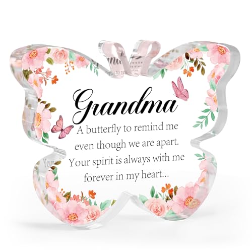 Sympathy Gifts for Loss of Grandmother - Memorial Gifts for Loss of Grandma Remembrance Gifts Bereavement Gift Ideas Loss of Nana Gift Butterfly Acrylic Table Decoration Memorial Plaque - color: Loss of Grandma