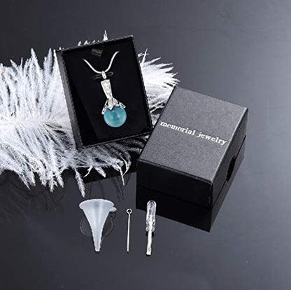 Memorial Jewelry Pearl Urn Necklace - Cremation Ashes Holder Keepsake for Women - color: Light blue
