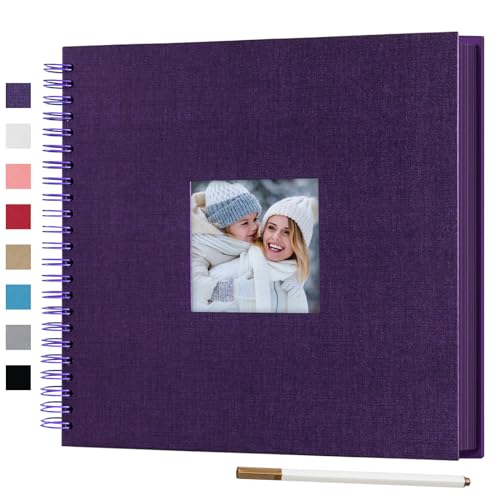 12 x 12 Inch Large DIY Scrapbook Photo Album with Window 80 Pages,Purple | Scrap Book with Craft Paper, Scrapbooking Albums, Memory Book for Weeding, Family, Travel, Baby Shower - color: Purple, size: 12 x 12 inch