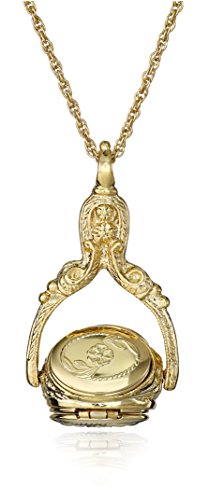 1928 Jewelry 3 Sided Flower Spinner Picture Locket Pendant Necklace For Women 30", Ladies Vintage Style Photo Keepsake, Made In USA - color: Gold