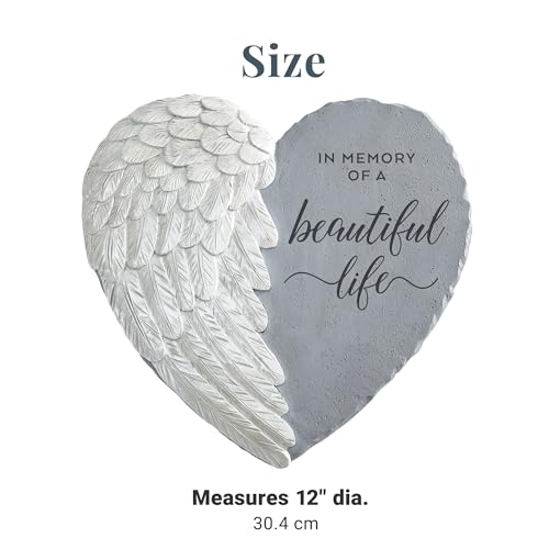 Let's Make Memories Personalized Memorial Garden Stone - Sympathy - Loss of Loved One - Condolences - Indoor/Outdoor - Durable Resin - 3D Iridescent Wing - Beautiful Life - style: In Memory