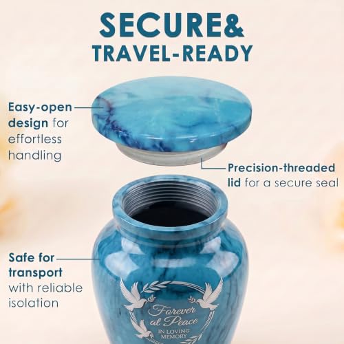 Emvency Urn for Ashes, Mini Metal, Keepsake Sharing Urns, Marble Bird - color: Peace Dove