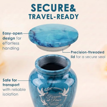 Emvency Urn for Ashes, Mini Metal, Keepsake Sharing Urns, Marble Bird - color: Peace Dove