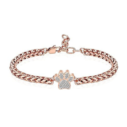 zeqingjw Urn Bracelet for Pets Ashes Pet Cremation Jewelry Stainless Steel Paw Print Pet Memorial Bracelet Pet/Dog's/Cat's Ashes Keepsake for Women Men - color: Rose Gold