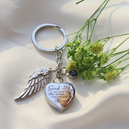Heart Urn Necklace for Ashes Cremation Jewelry Urn Keychain for Ashes with Birthstone Cremation Keychain - color: September