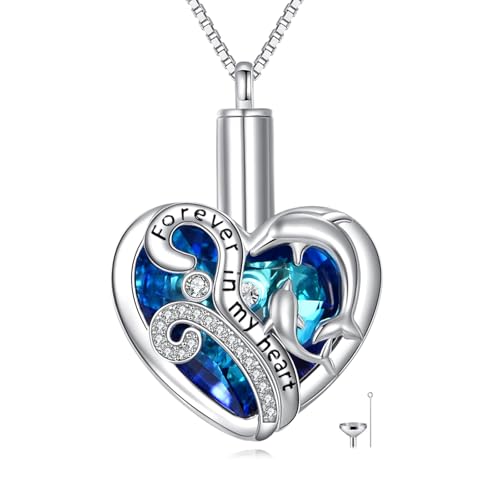Urn Necklace for Ashes for Women Ashes Necklace Copper 925 Sterling Silver Custom Cremation Jewelry for Women - style: Dolphin