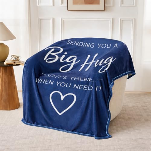 Thinking of You Gifts for Women Men – Get Well Blanket 50x60 Inch, Navy Flannel Comfort Hug Blanket, Sympathy Throw for After Surgery, Chemo, Illness, Recovery - color: Get Well-navy