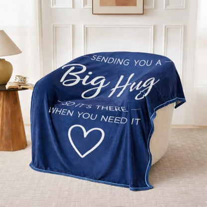 Thinking of You Gifts for Women Men – Get Well Blanket 50x60 Inch, Navy Flannel Comfort Hug Blanket, Sympathy Throw for After Surgery, Chemo, Illness, Recovery - color: Get Well-navy