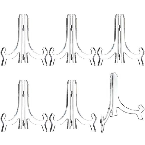 HESTYA 6 Pack 7 Inch Clear Acrylic Easel Stands for Plate Display - color: Clear, size: 7 Inch