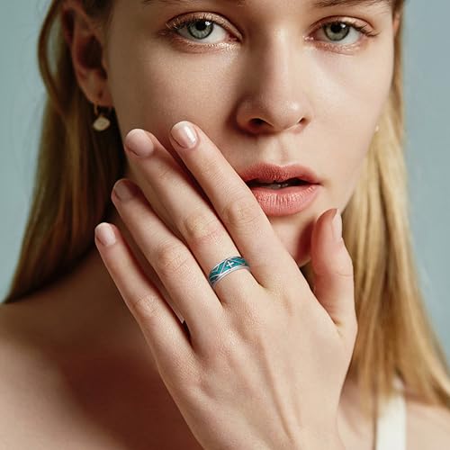 ONEFINITY Turquoise Rings S925 Sterling Silver Turquoise Ring Jewelry Gift For Women Men - size: 9, style: Cross