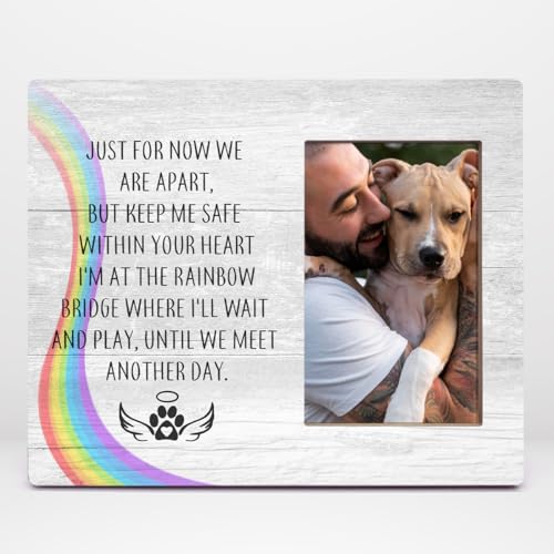 Orchroma Rainbow Bridge Dog Memorial Gifts Picture Frame,Loss of Dog Sympathy Gift,4x6 Photo Frame - color: 8x10 in(Just for now we are apart)