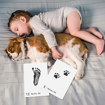 Baby Inkless Milestone Cards Hand Casting Kit Ink Print Hand and Footprint Kit Dog or Cat Pet Paw Print Kit Baby Newborn Footprint Kit Photo Album Keepsake Book Feet Stamp (White Gift Box + Album) - style: White Gift Box + Album