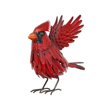 Cardinal Garden Decor Metal Yard Art: Red Bird Outdoor Statue & Large Sculpture for Patio, Balcony or Backyard - Decorative Lawn Ornament - Valentines Day, Birthday Gift Her, Wife, Women, Mom, Grandma