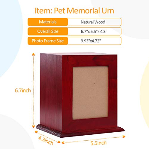 BRKURLEG Dog Urns for Ashes, Animal Wood Urn, Red - color: Wine Red