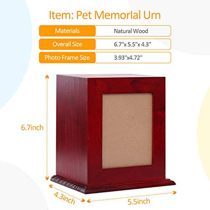 BRKURLEG Dog Urns for Ashes, Animal Wood Urn, Red - color: Wine Red