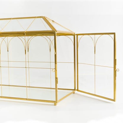 Wedding Glass Card Box with Slot, 10.2×6.1×7.9 Inch - color: Golden 10.2" x 6.1" x 7.9"