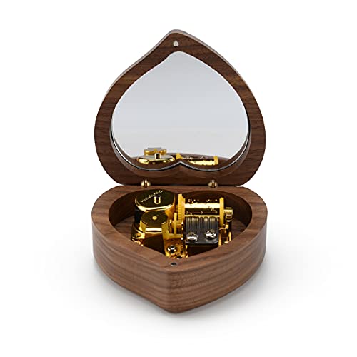MusicBoxAttic 18 Note Heart Shaped Solid Walnut Musical Keepsake - Many Songs to Choose - A Time for Us (Romeo £ Juliet) - size: 006. A Time For Us (Romeo £ Juliet)
