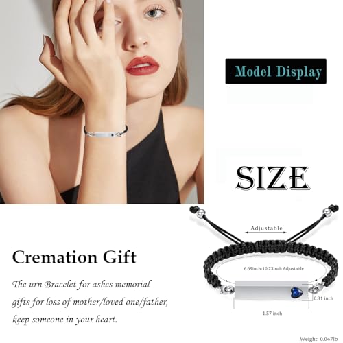 Hearbeingt Crystal Heart Cremation Jewelry Bar Urn Bracelet for Ashes - color: Z-Customize