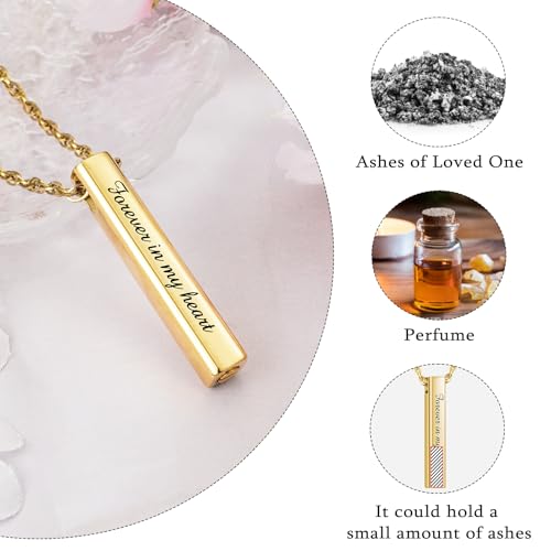 abooxiu Urn Necklace for Human Ashes Cremation Jewelry for Ashes Stainless Steel Keepsake Ashes Necklace Memorial Urn Jewelry Pendant for Women Men - Forever in my heart - style: Gold