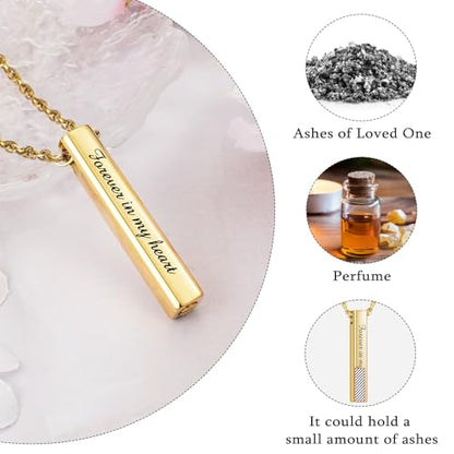 abooxiu Urn Necklace for Human Ashes Cremation Jewelry for Ashes Stainless Steel Keepsake Ashes Necklace Memorial Urn Jewelry Pendant for Women Men - Forever in my heart - style: Gold